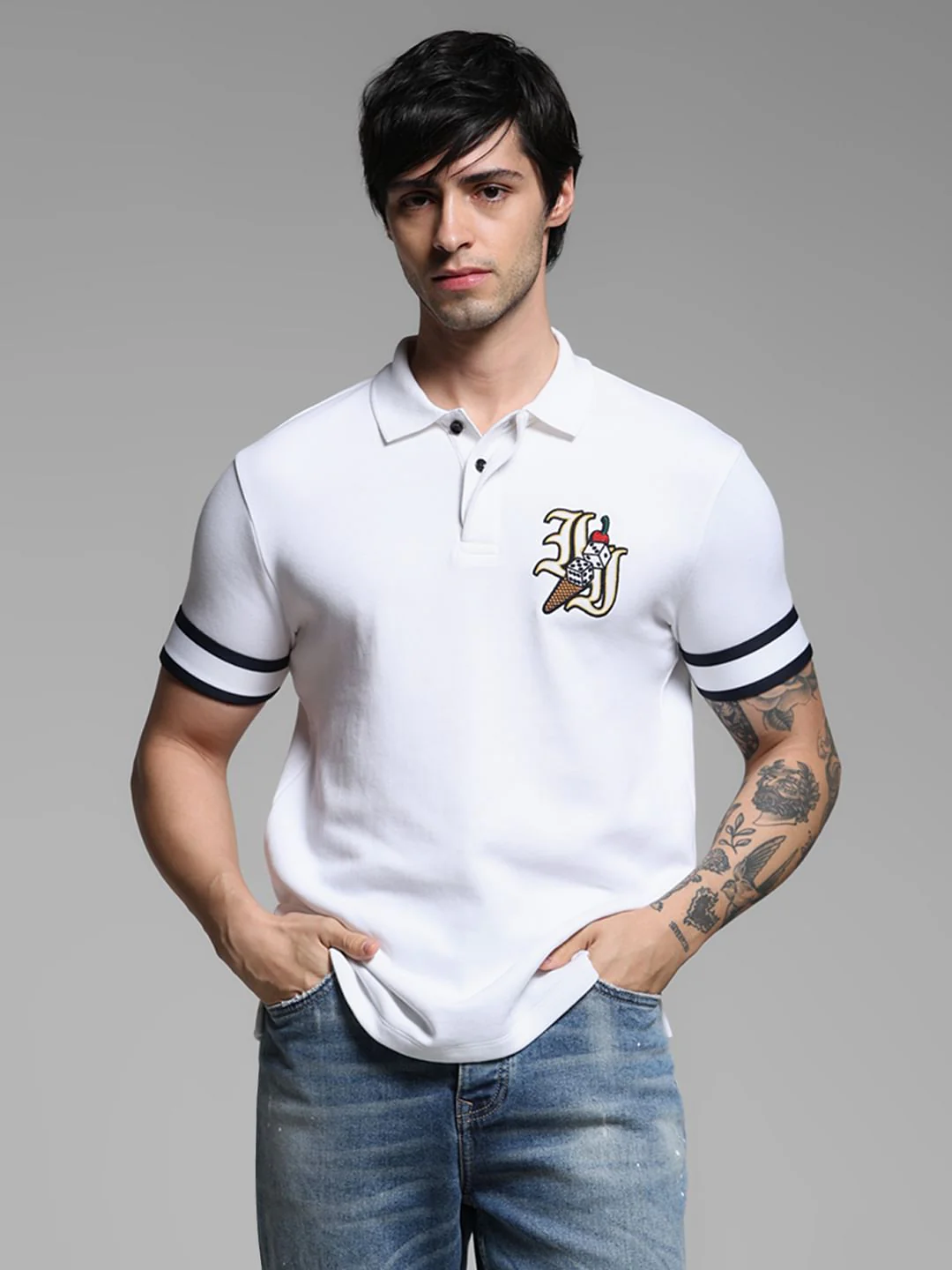 White Dice Print Polo - Image 2