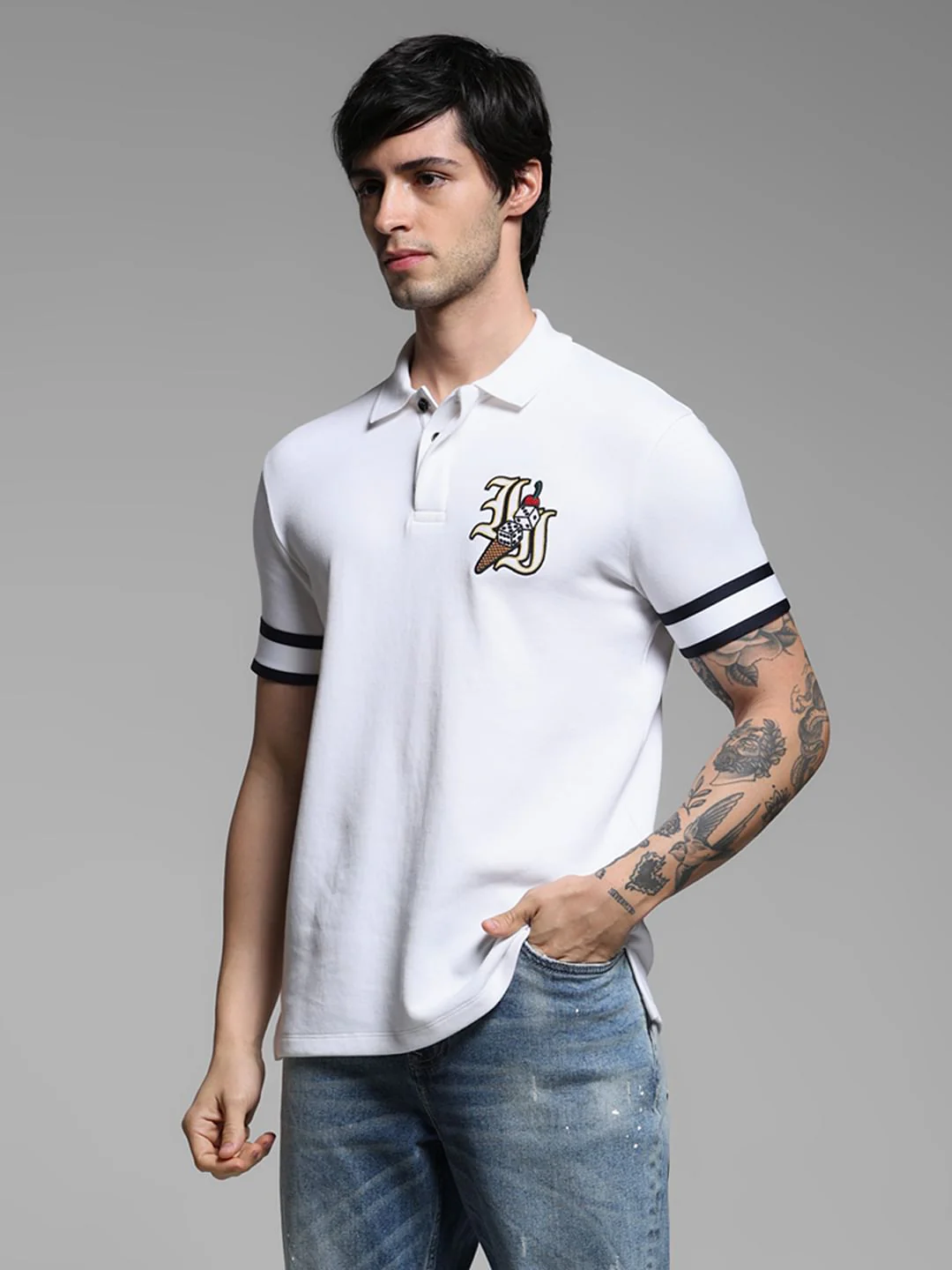 White Dice Print Polo - Image 3