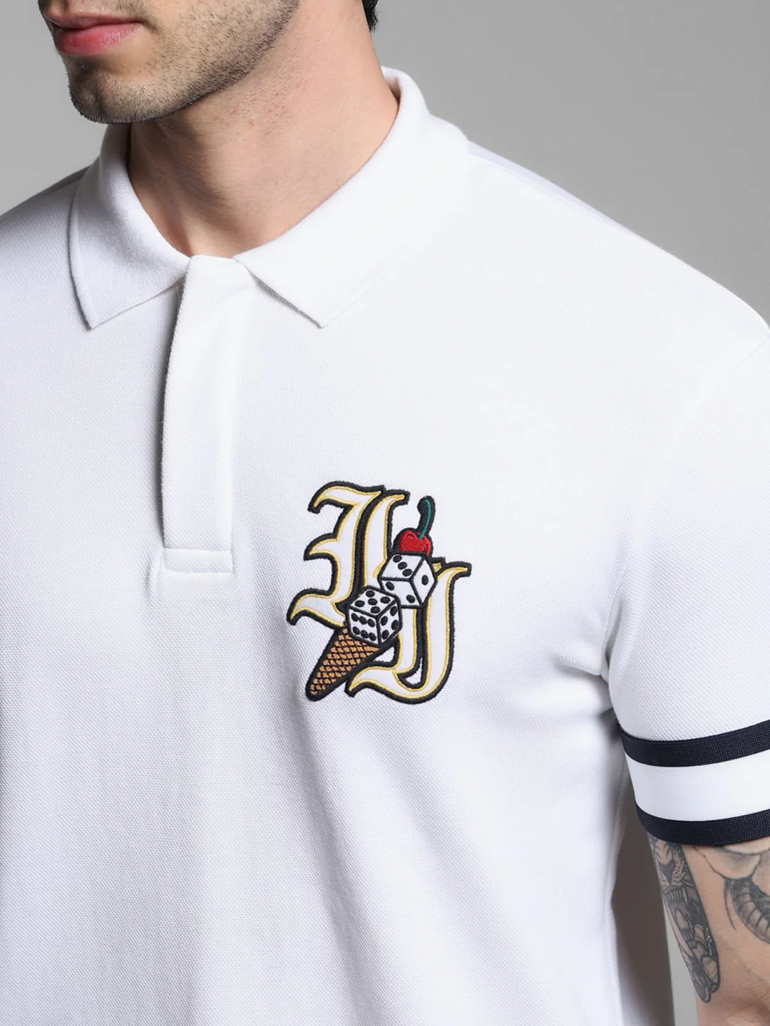 White Dice Print Polo - Image 5