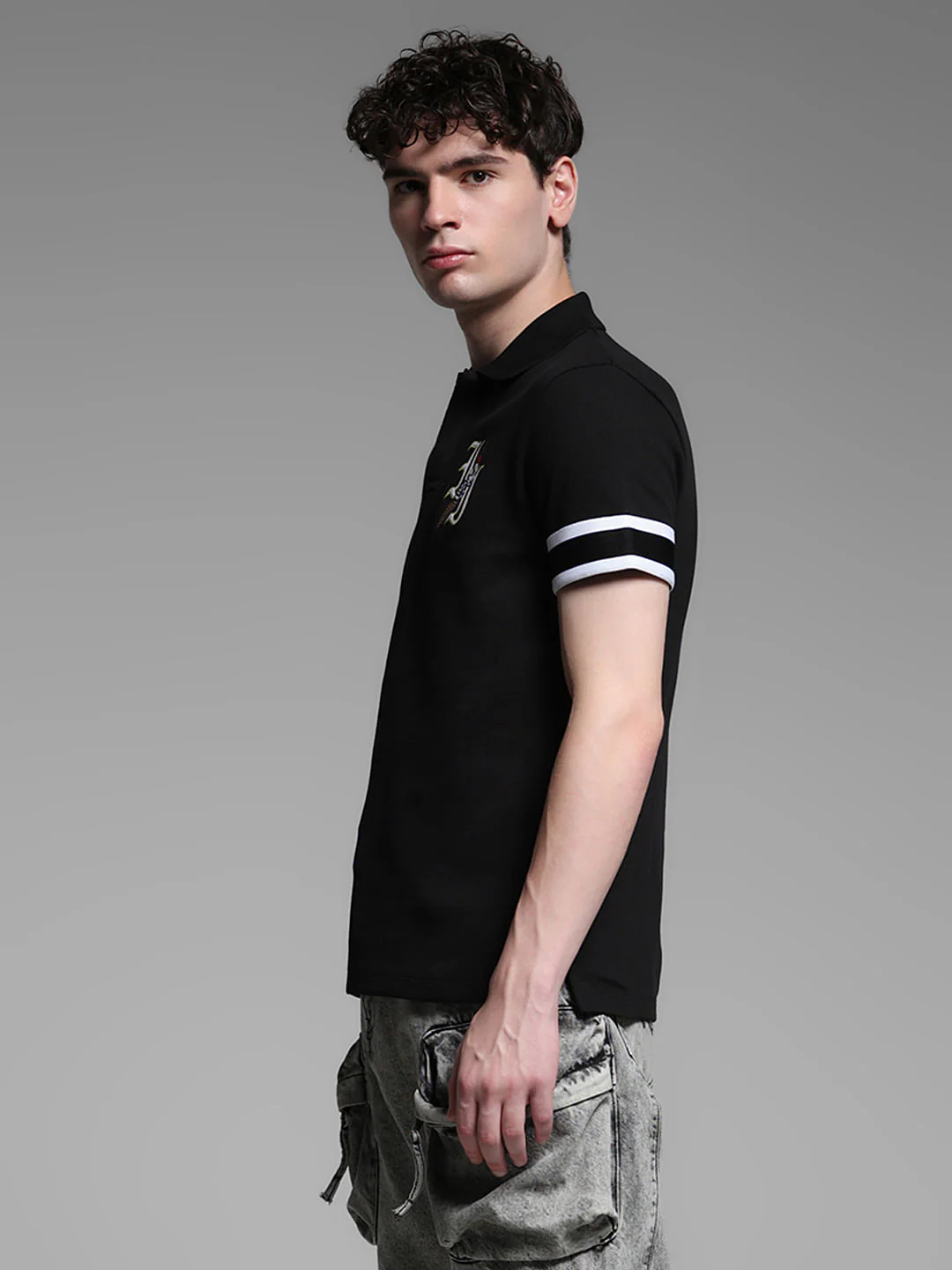 Black Dice Print Polo - Image 3