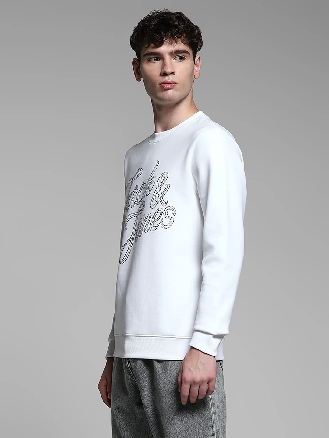 White Embellished Text Sweatshirt - Image 3