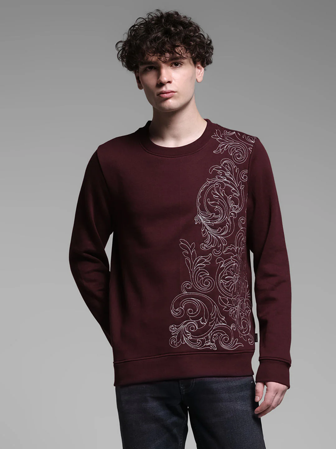 Maroon Embroidered Sweatshirt - Image 2