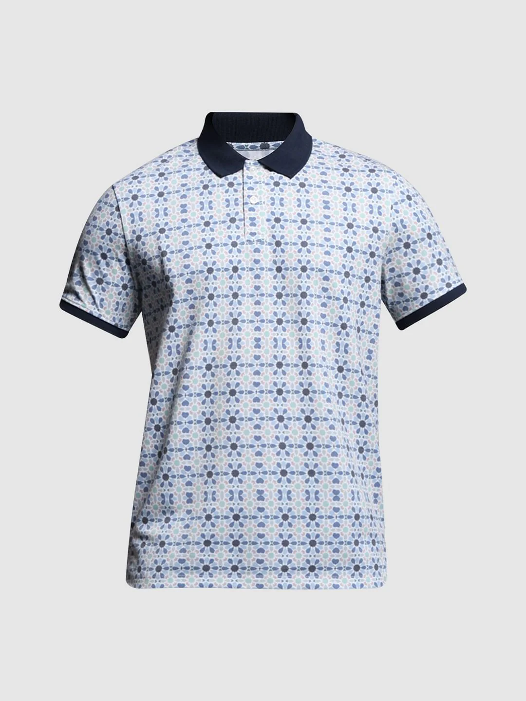White Printed Polo T-shirt - Image 7