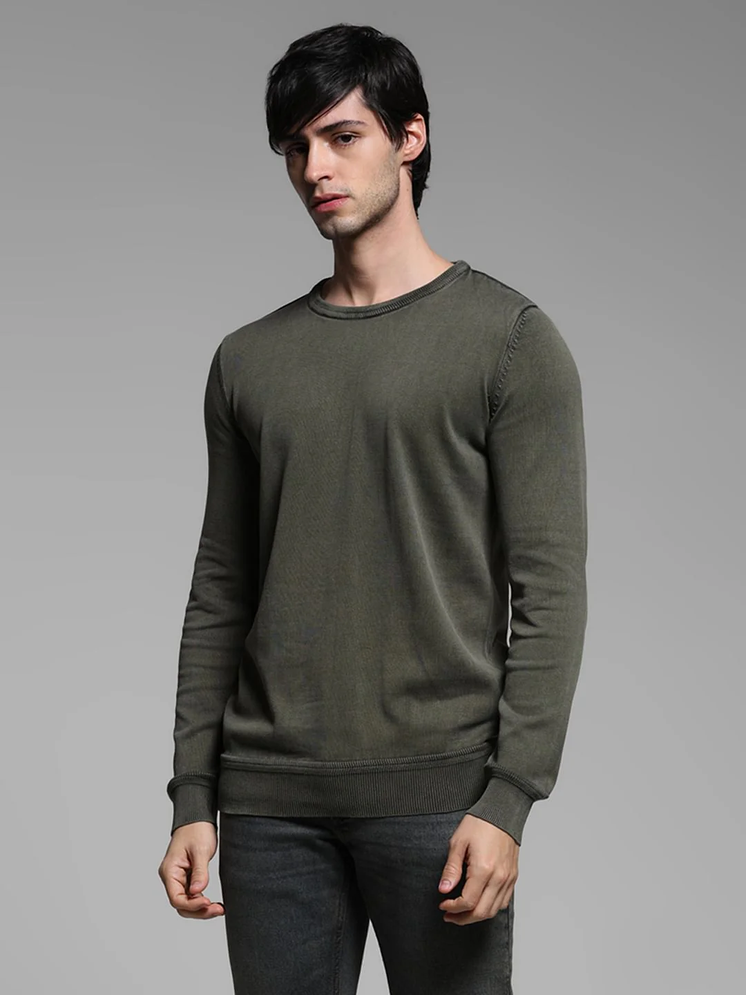 Green Knitted Cotton Pullover - Image 2