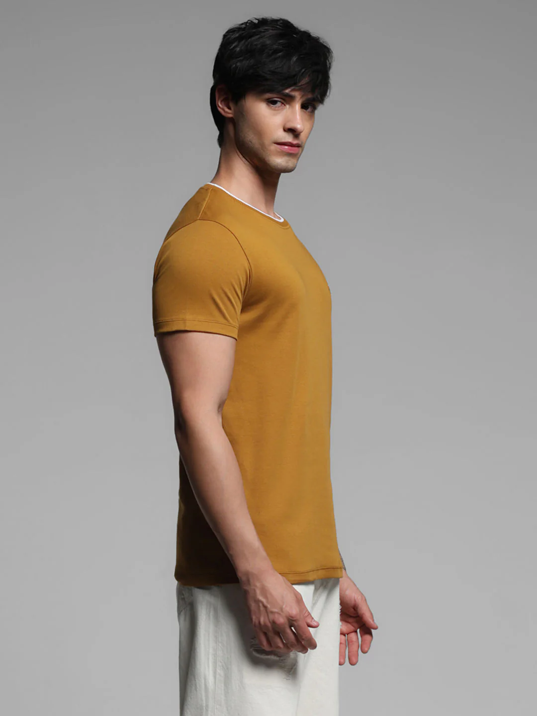 Brown Cotton Crew Neck T-shirt - Image 3