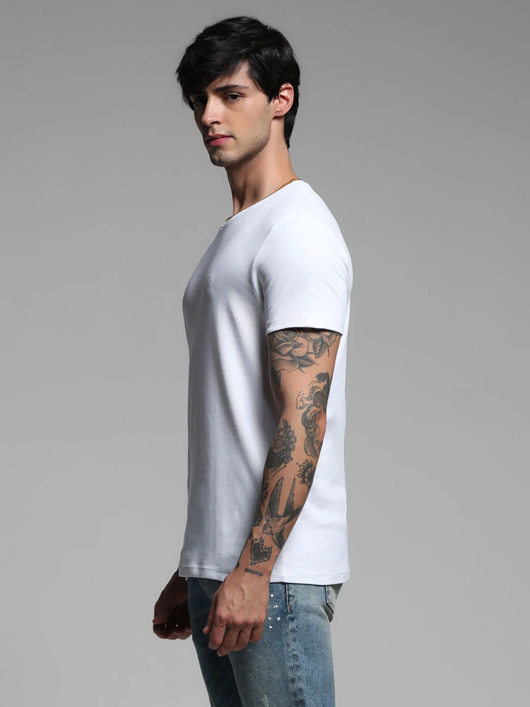 Brown Cotton Crew Neck T-shirt - Image 3