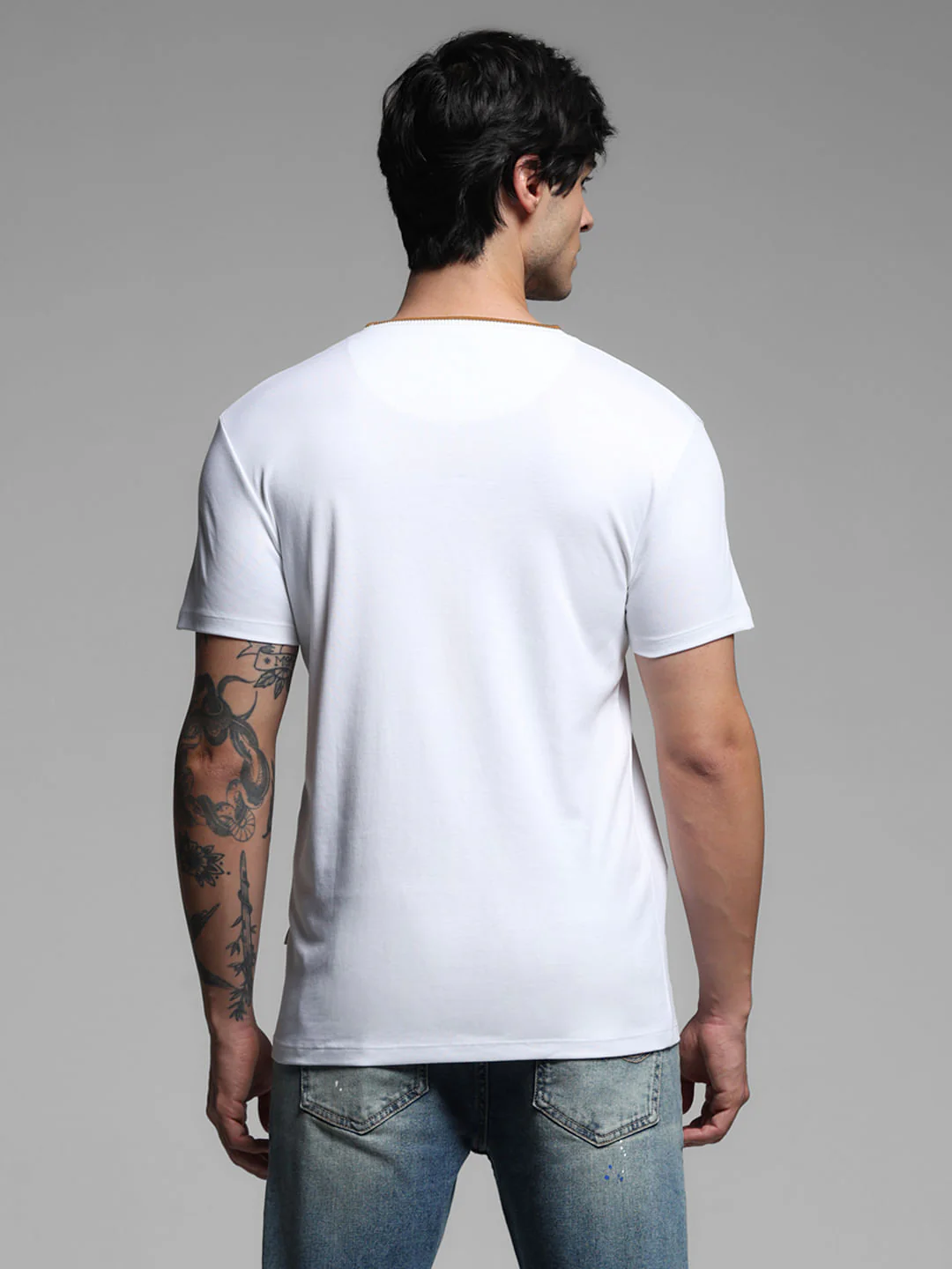 Brown Cotton Crew Neck T-shirt - Image 4