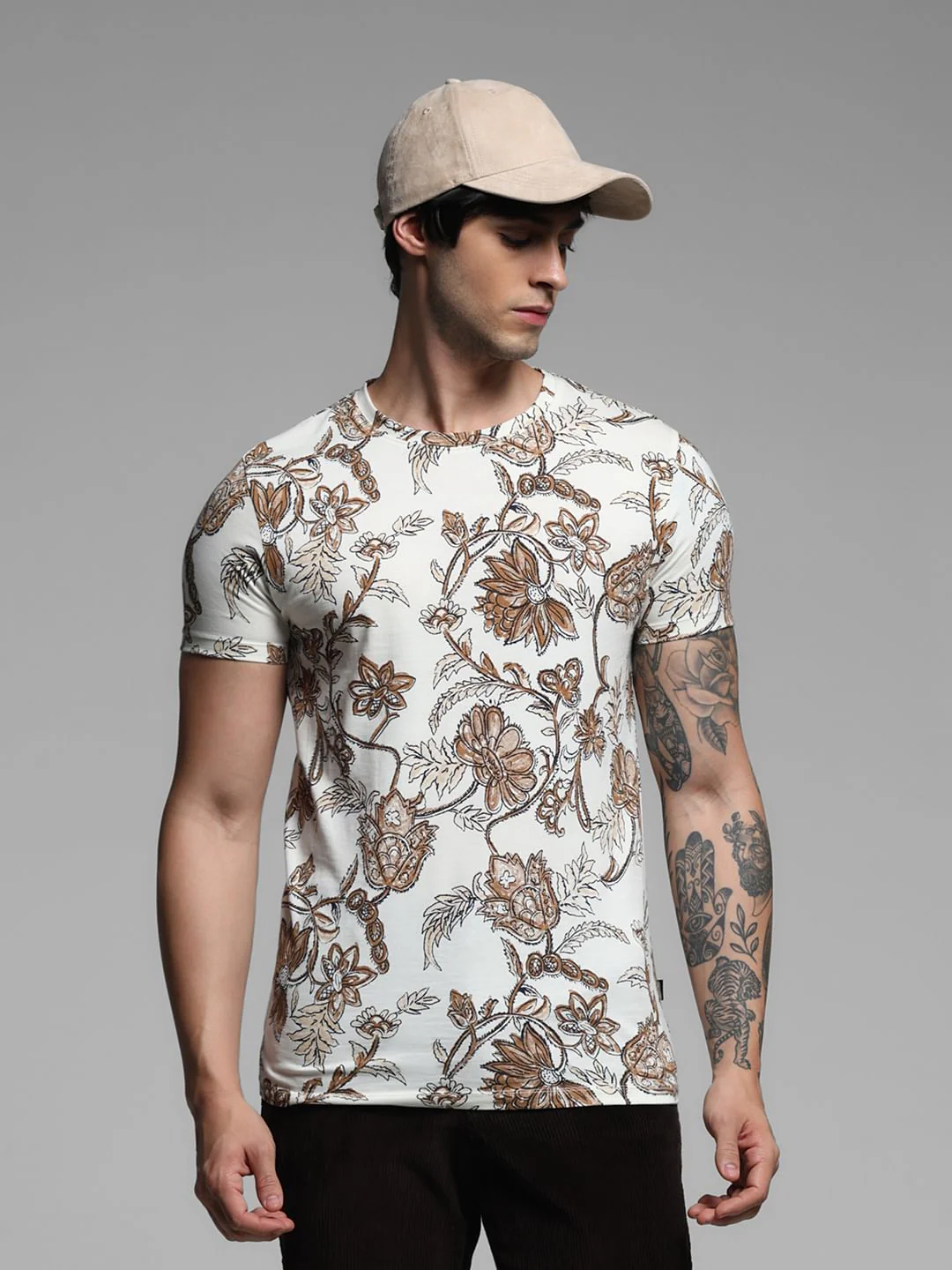 White Printed Crew Neck T-shirt