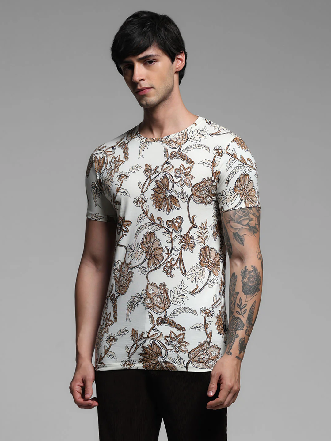 White Printed Crew Neck T-shirt - Image 2