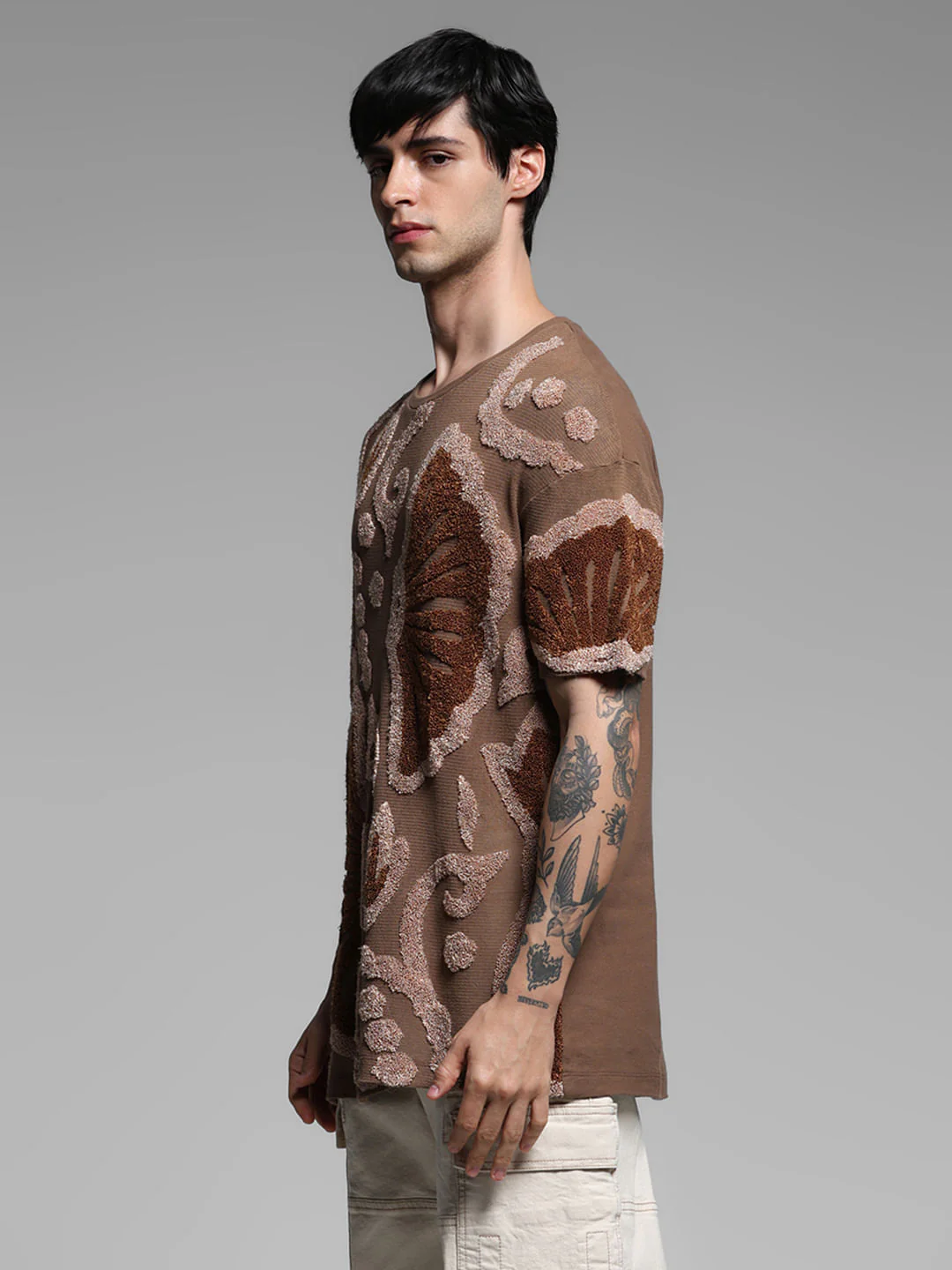 Brown Printed Oversized T-shirt - Image 3