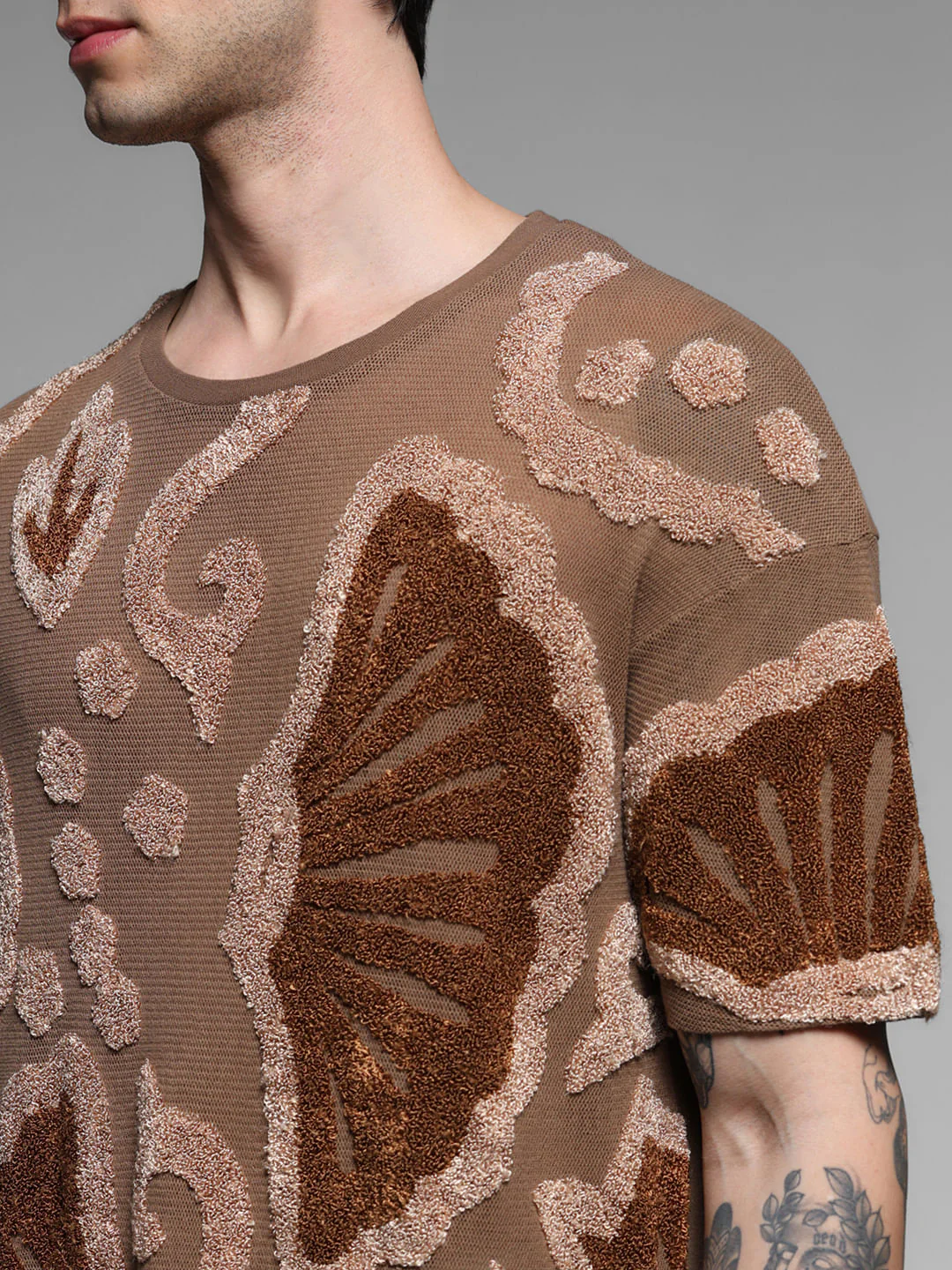 Brown Printed Oversized T-shirt - Image 5