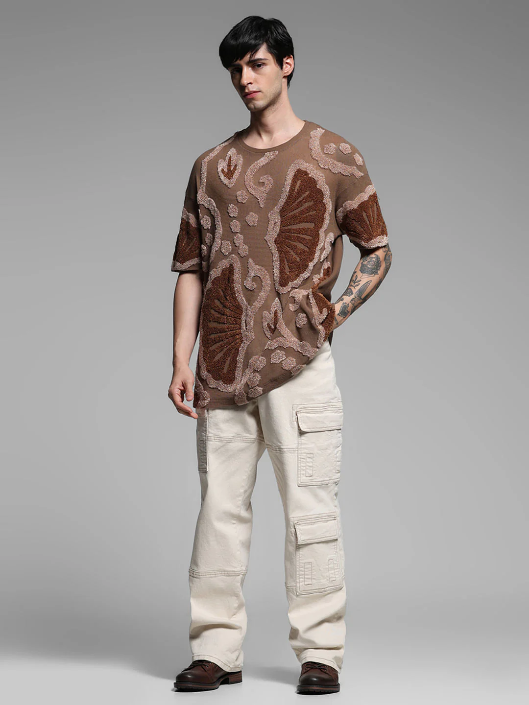 Brown Printed Oversized T-shirt - Image 6