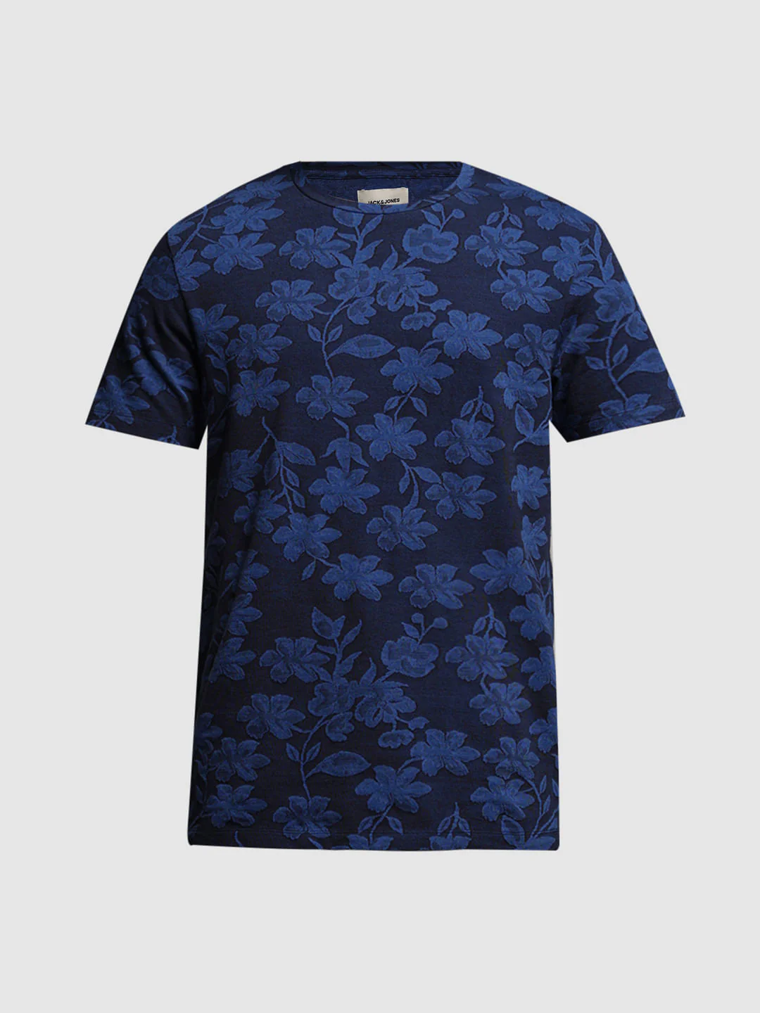 Dark Blue Floral Crew Neck T-shirt - Image 7