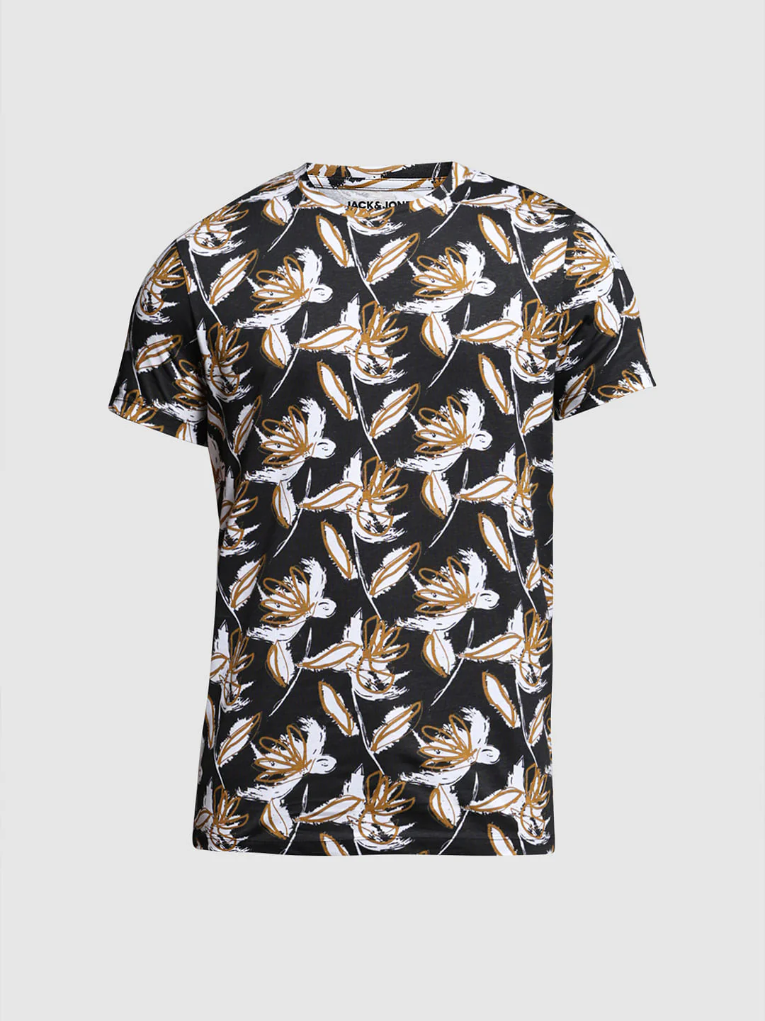 Black Abstract Print Crew Neck T-shirt - Image 7