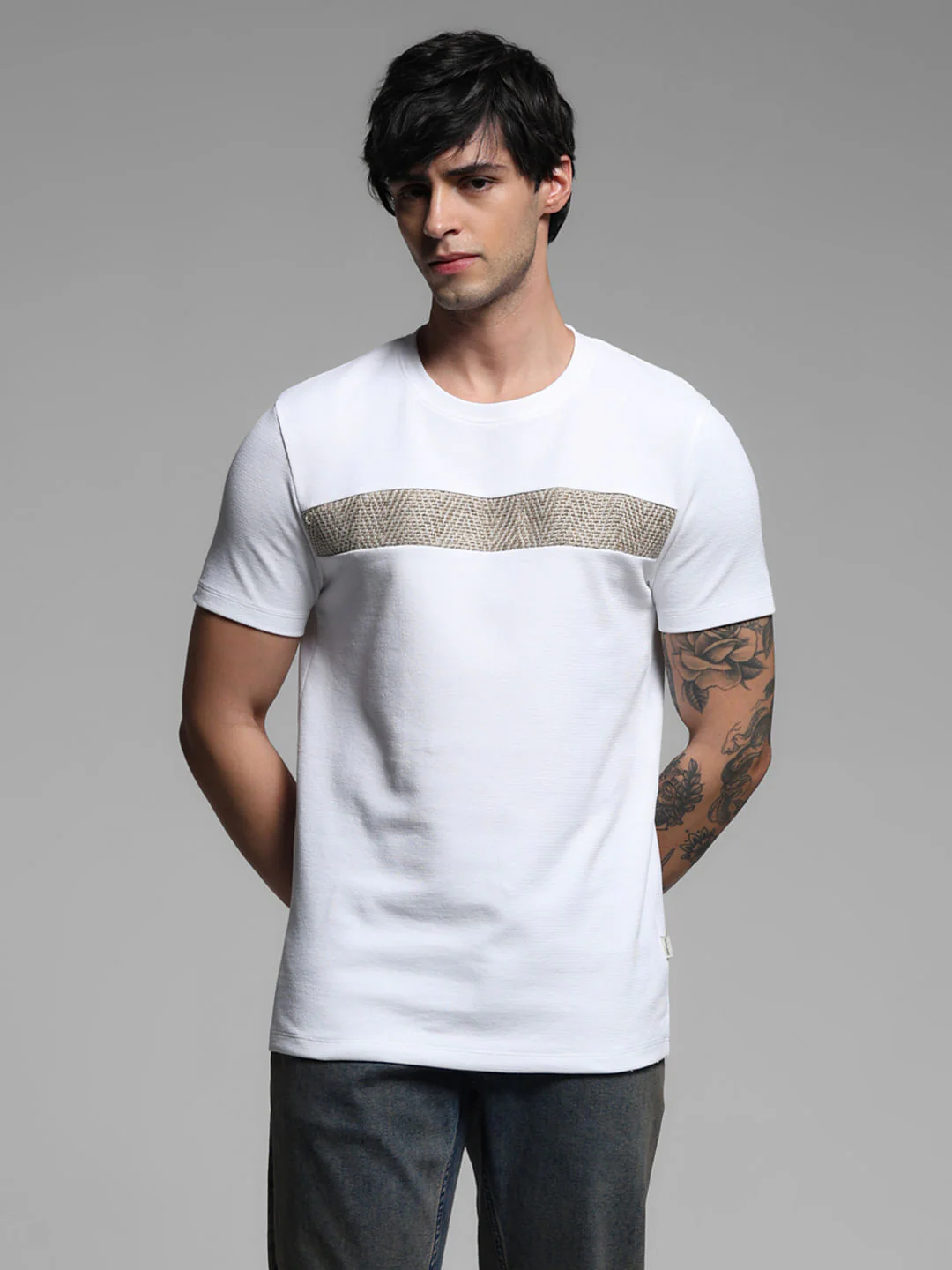 White Crochet Patch Detail T-shirt - Image 2