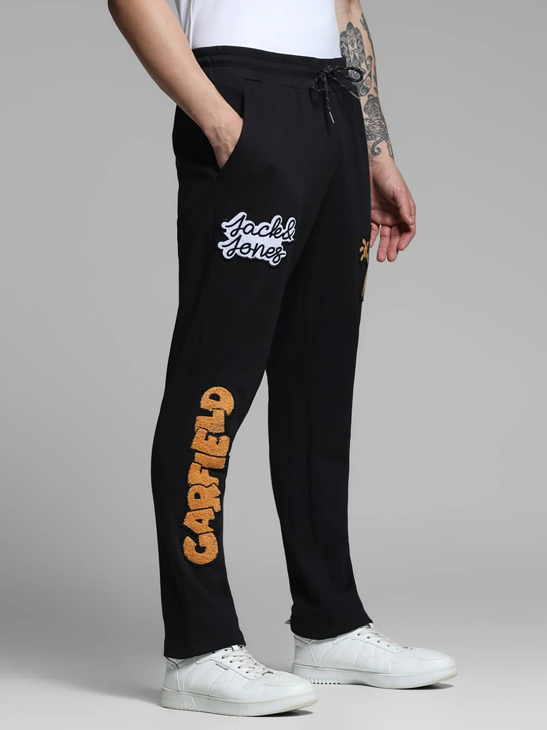 X GARFIELD Black Applique Printed Sweatpants - Image 2