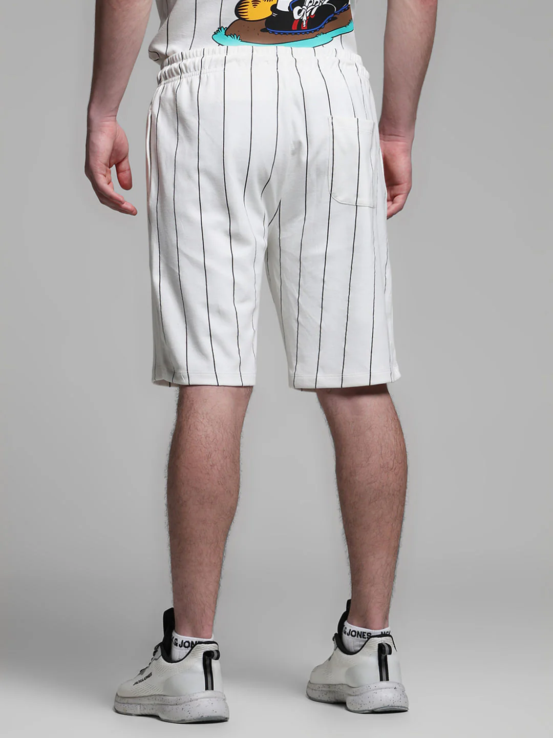JACK&JONES X GARFIELD White Striped Co-ord Set Shorts - Image 3
