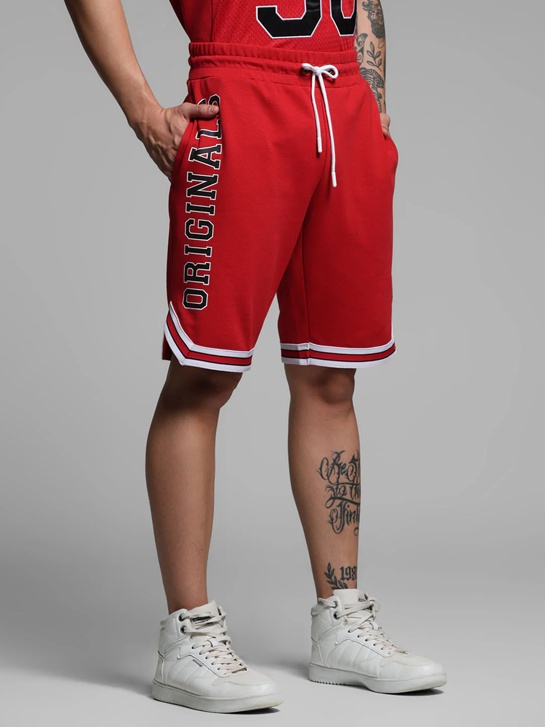 Red Varsity Co-ord Set Shorts - Image 2