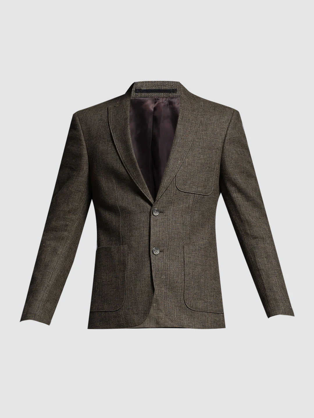 Dark Brown Linen Suit Set Blazer - Image 7