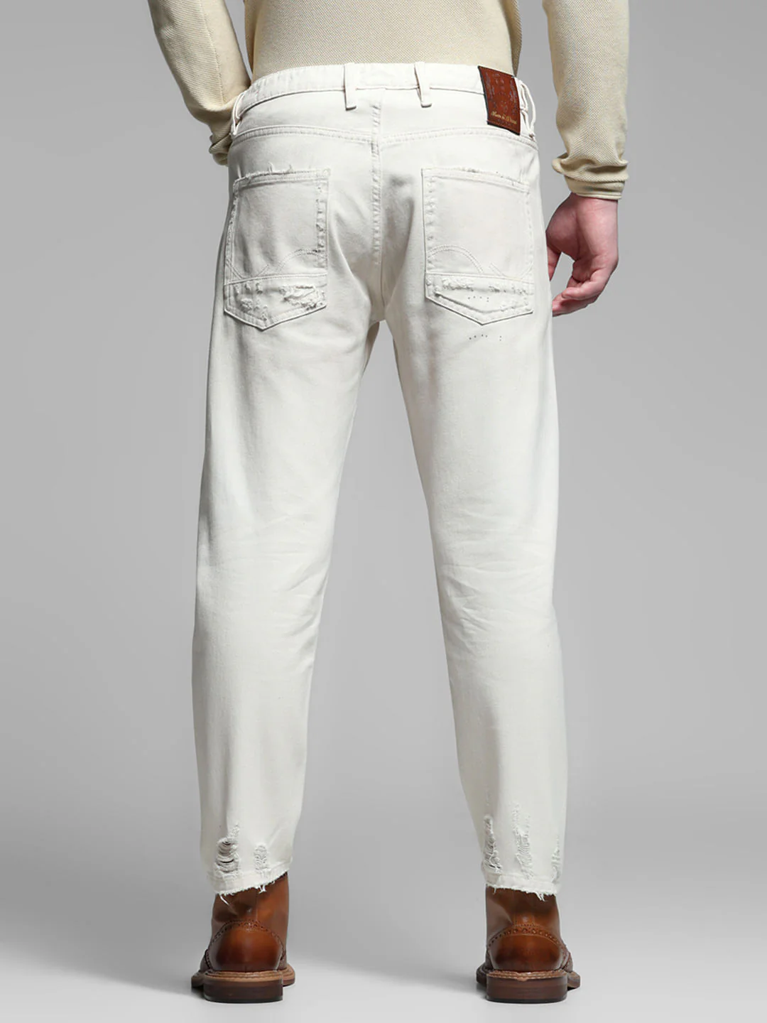 Beige Distressed Frank Anti Fit Jeans - Image 3