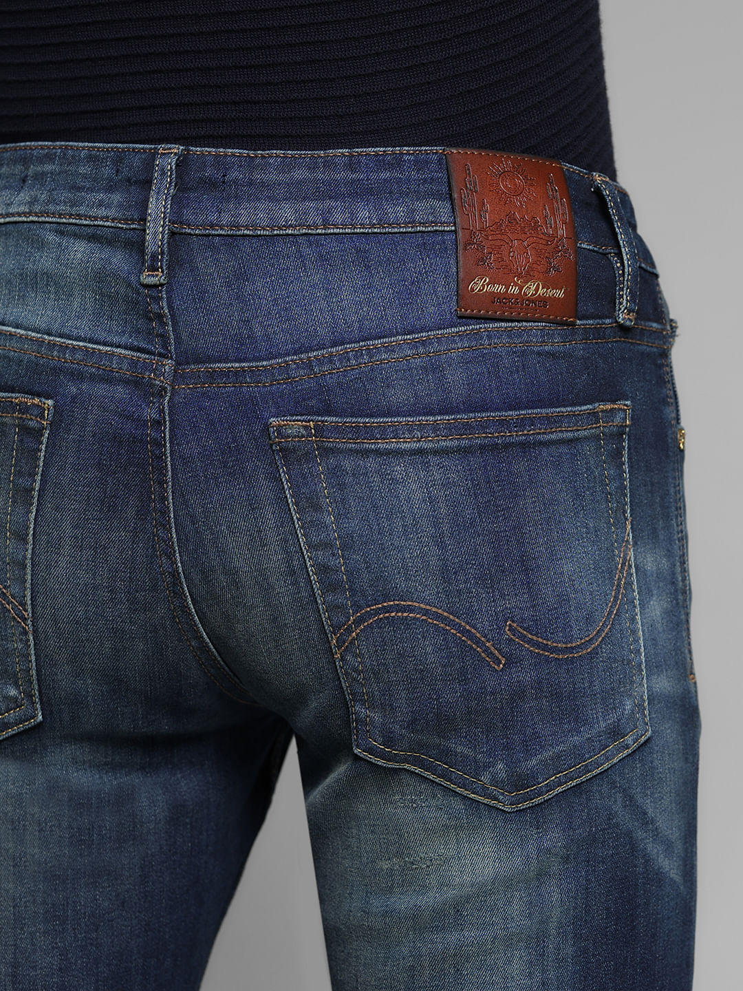 Dark Blue Distressed Glenn Slim Fit Jeans - Image 5