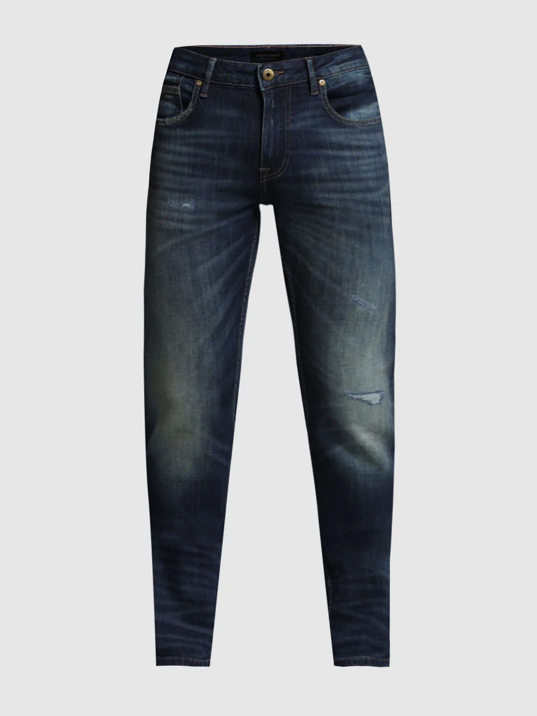 Dark Blue Distressed Glenn Slim Fit Jeans - Image 8