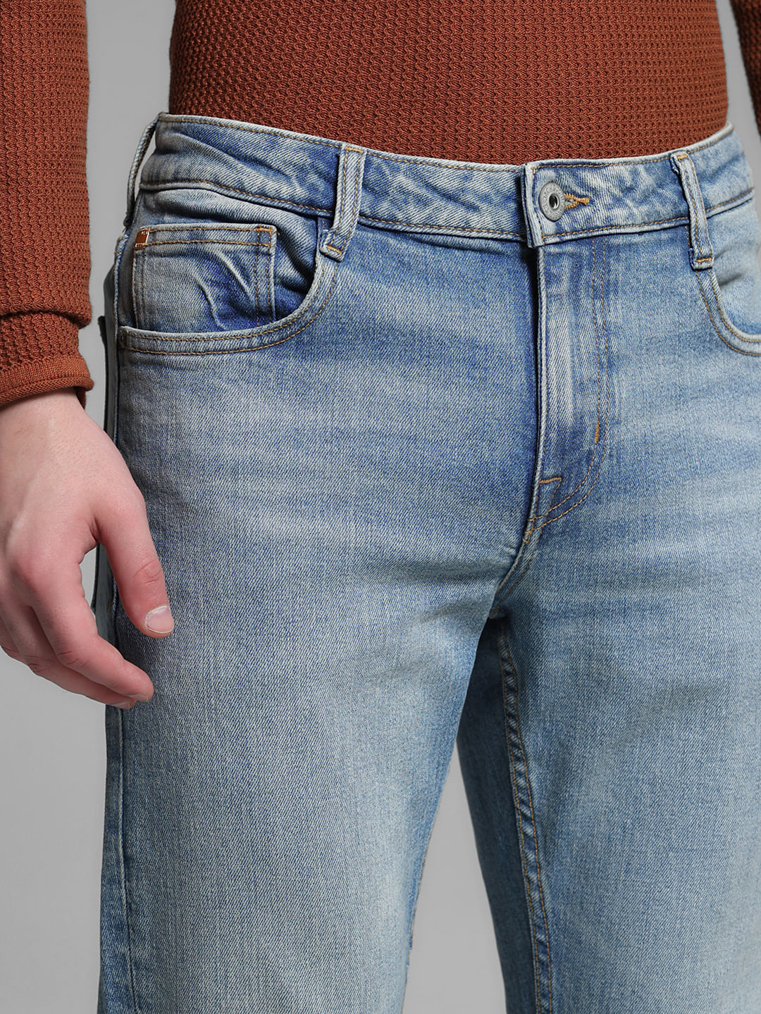 Blue Mid Rise Cropped Brak Slim Jeans - Image 4