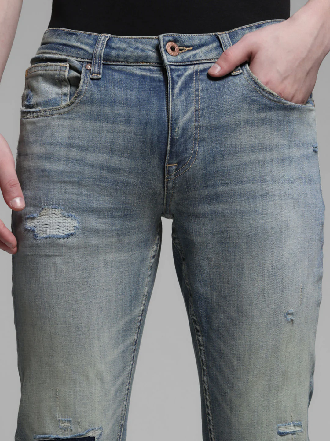 BLUE LOW RISE GLENN SLIM FIT JEANS - Image 4