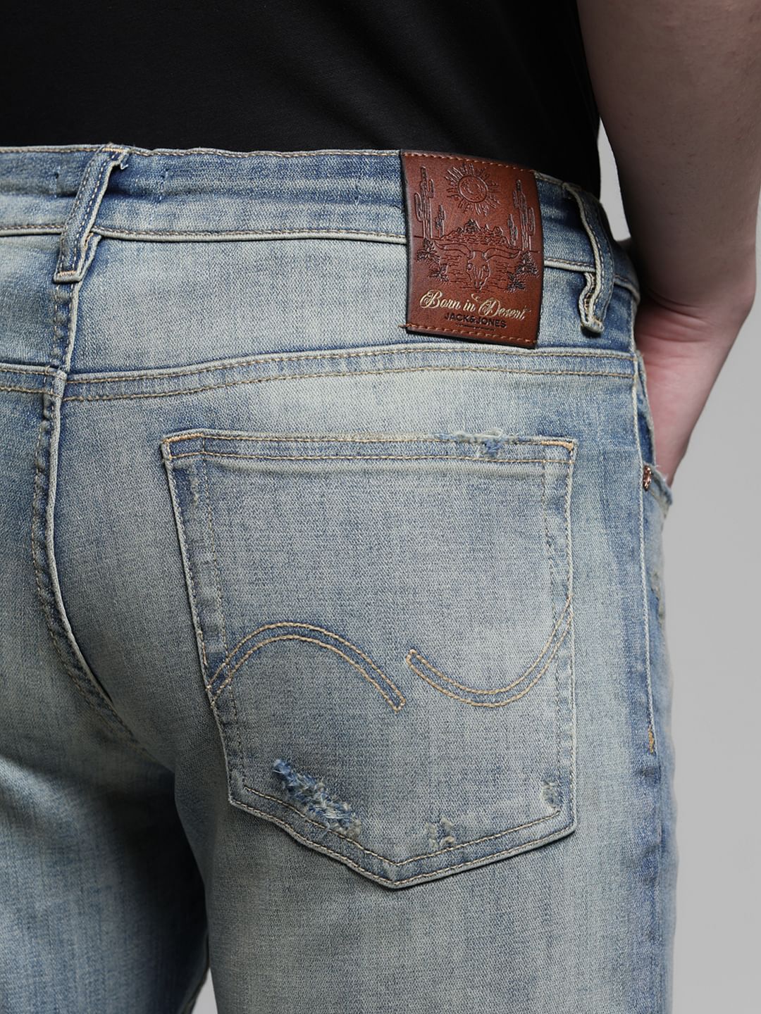 BLUE LOW RISE GLENN SLIM FIT JEANS - Image 5