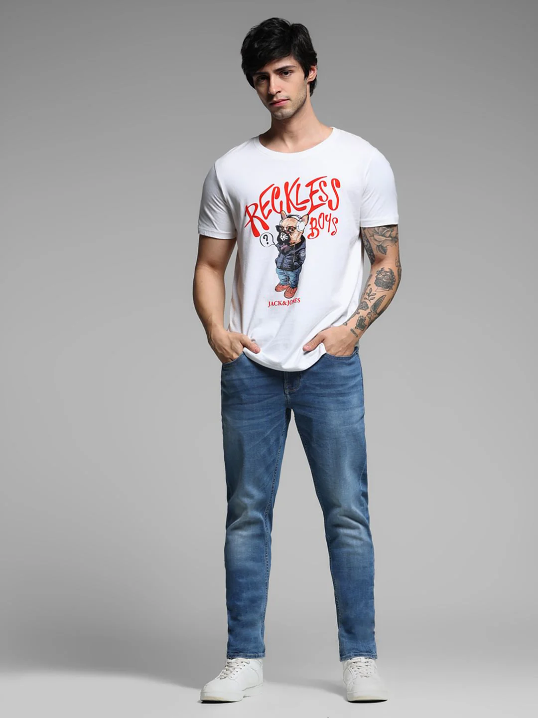 Light Blue Mid Rise Washed Brak Slim Fit Jeans - Image 6