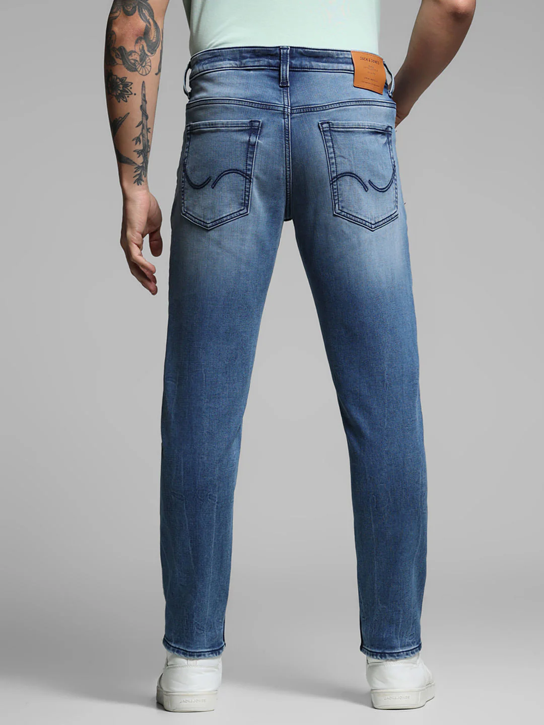 Blue Mid Rise Brak Knitted Slim Jeans - Image 3