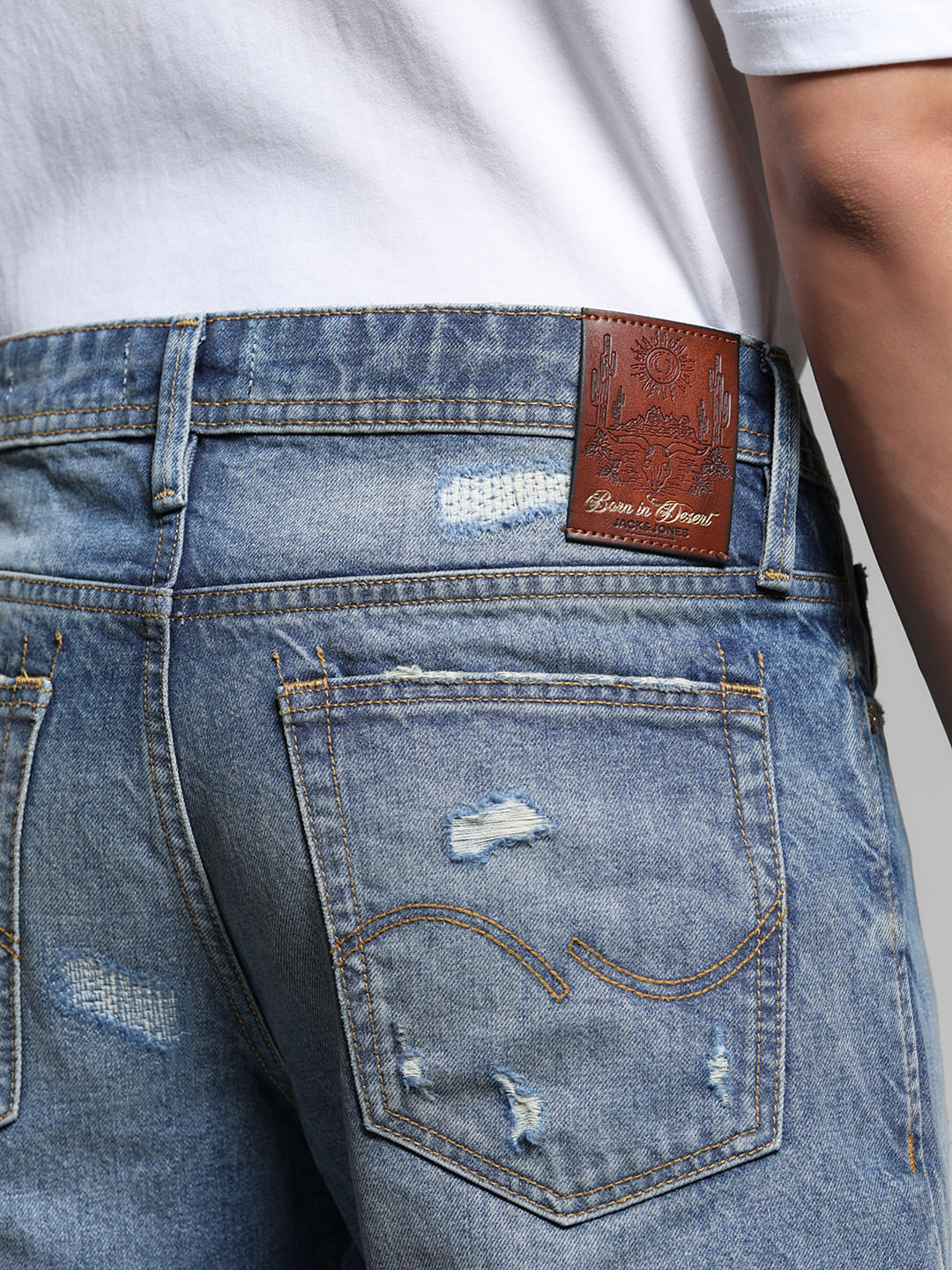 Blue Distressed Clark Regular Fit Jeans - Image 5