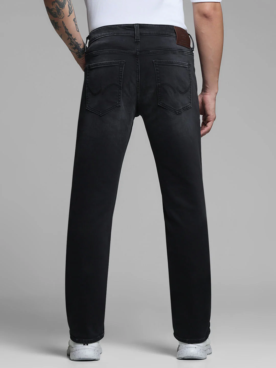 Black Mid Rise Knitted Regular Fit Jeans - Image 3