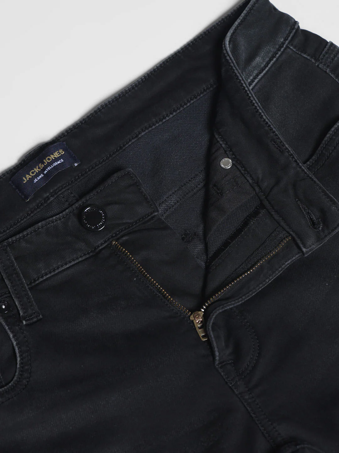 Black Mid Rise Knitted Regular Fit Jeans - Image 5
