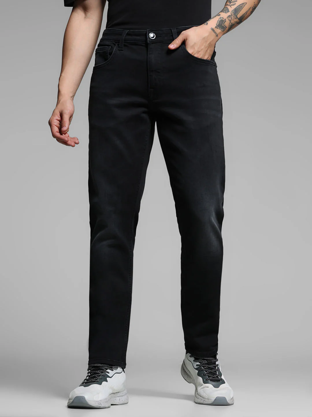 Black Low Rise Knitted Slim Fit Jeans