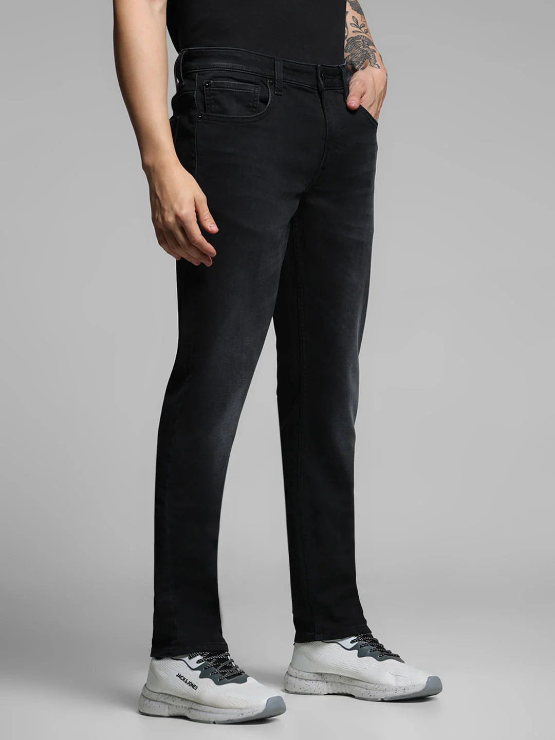 Black Low Rise Knitted Slim Fit Jeans - Image 2