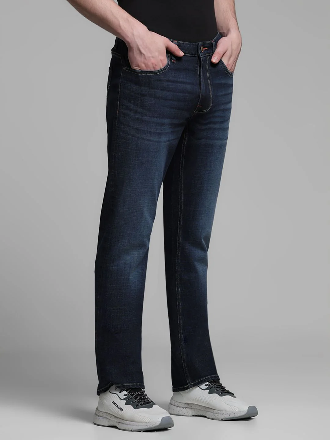 Dark Blue Low Rise Clark Regular Fit Jeans - Image 2