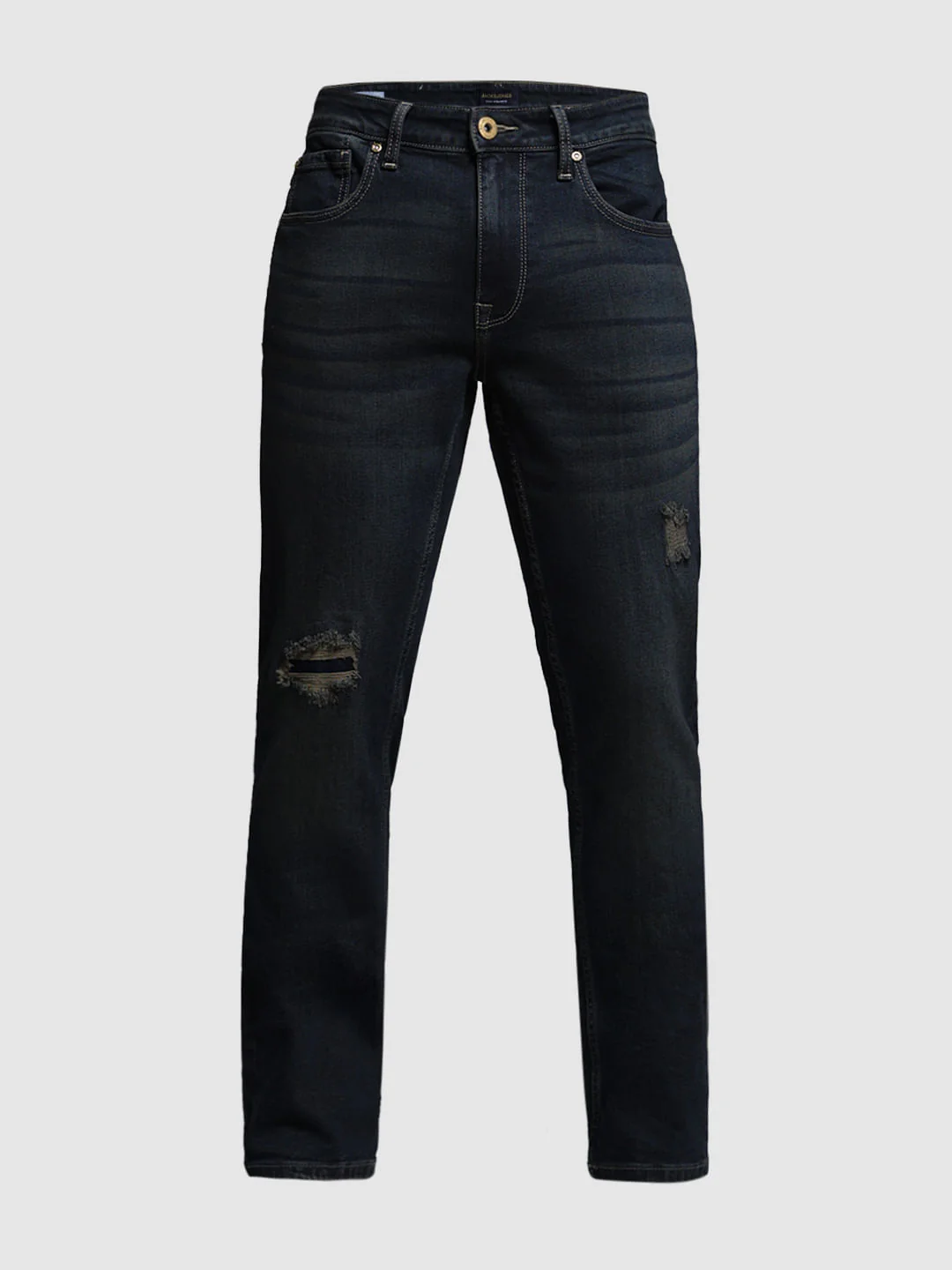 Dark Blue Distressed Clark Regular Fit Jeans - Image 7