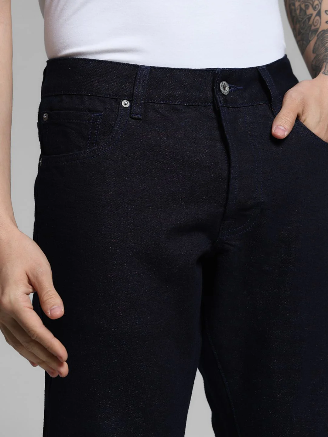Dark Blue Low Rise Clark Regular Fit Jeans - Image 4