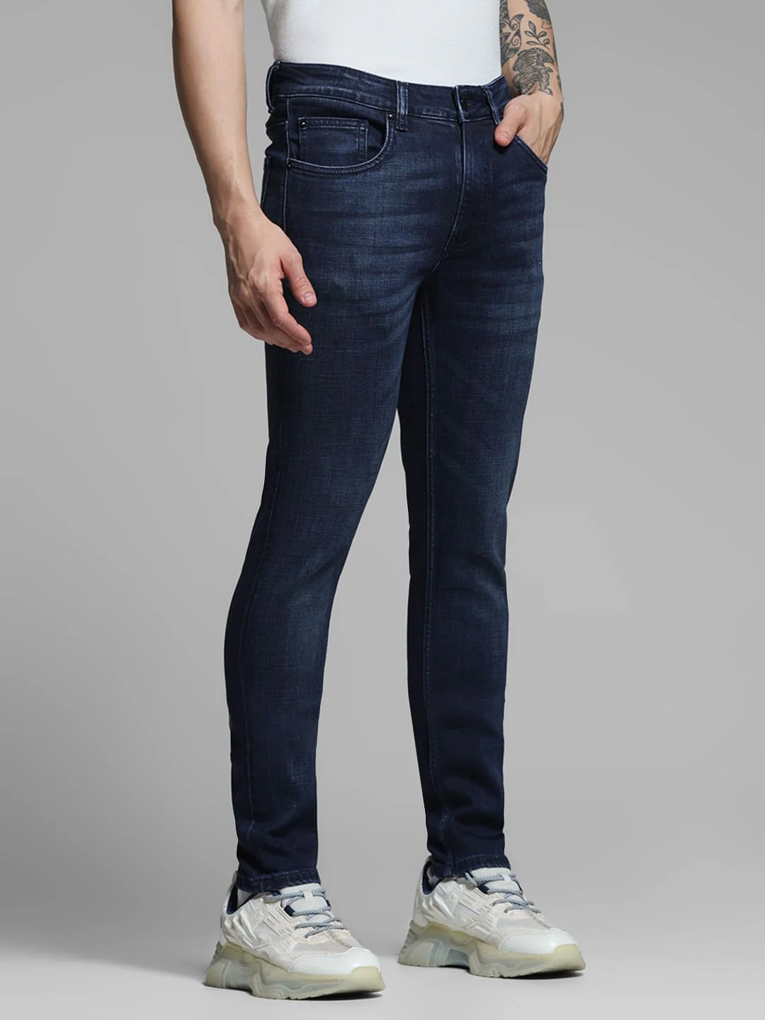 Dark Blue Low Rise Liam Skinny Fit Jeans - Image 2