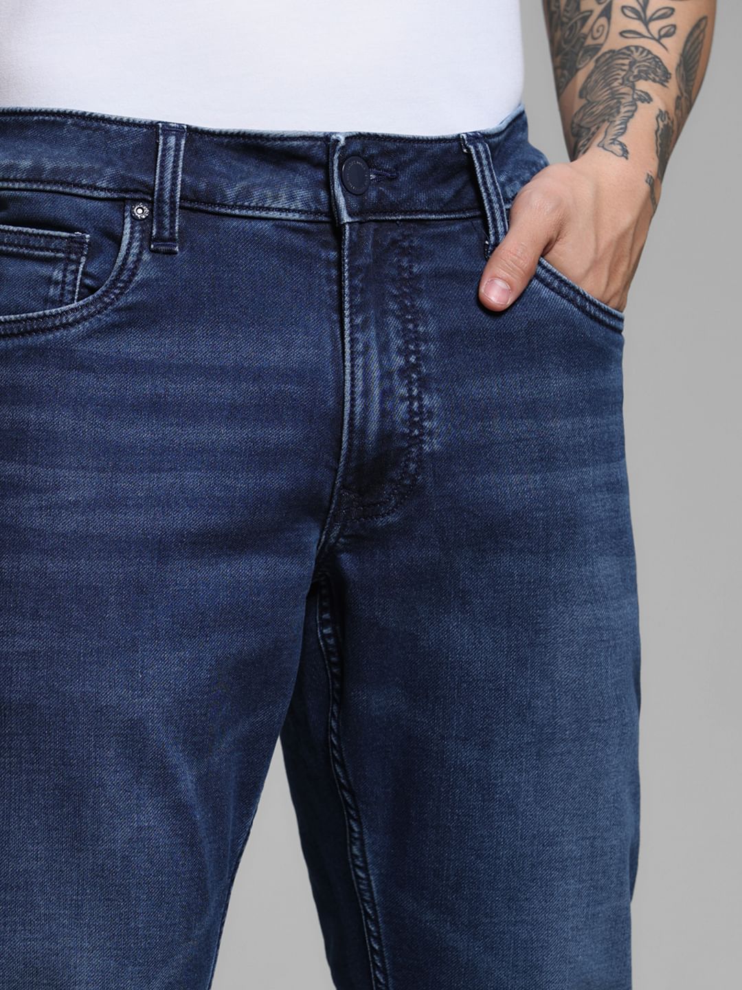Blue Low Rise Knitted Slim Fit Jeans - Image 4