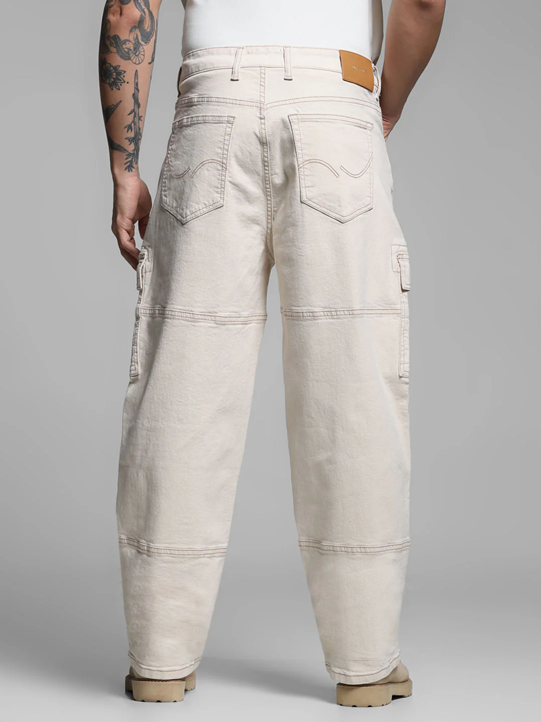 Beige High Rise Dario Loose Fit Jeans - Image 3