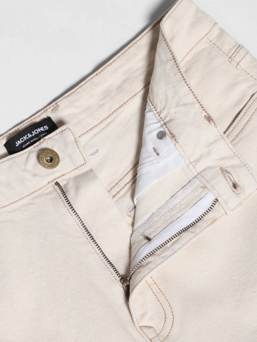 Beige High Rise Dario Loose Fit Jeans - Image 5