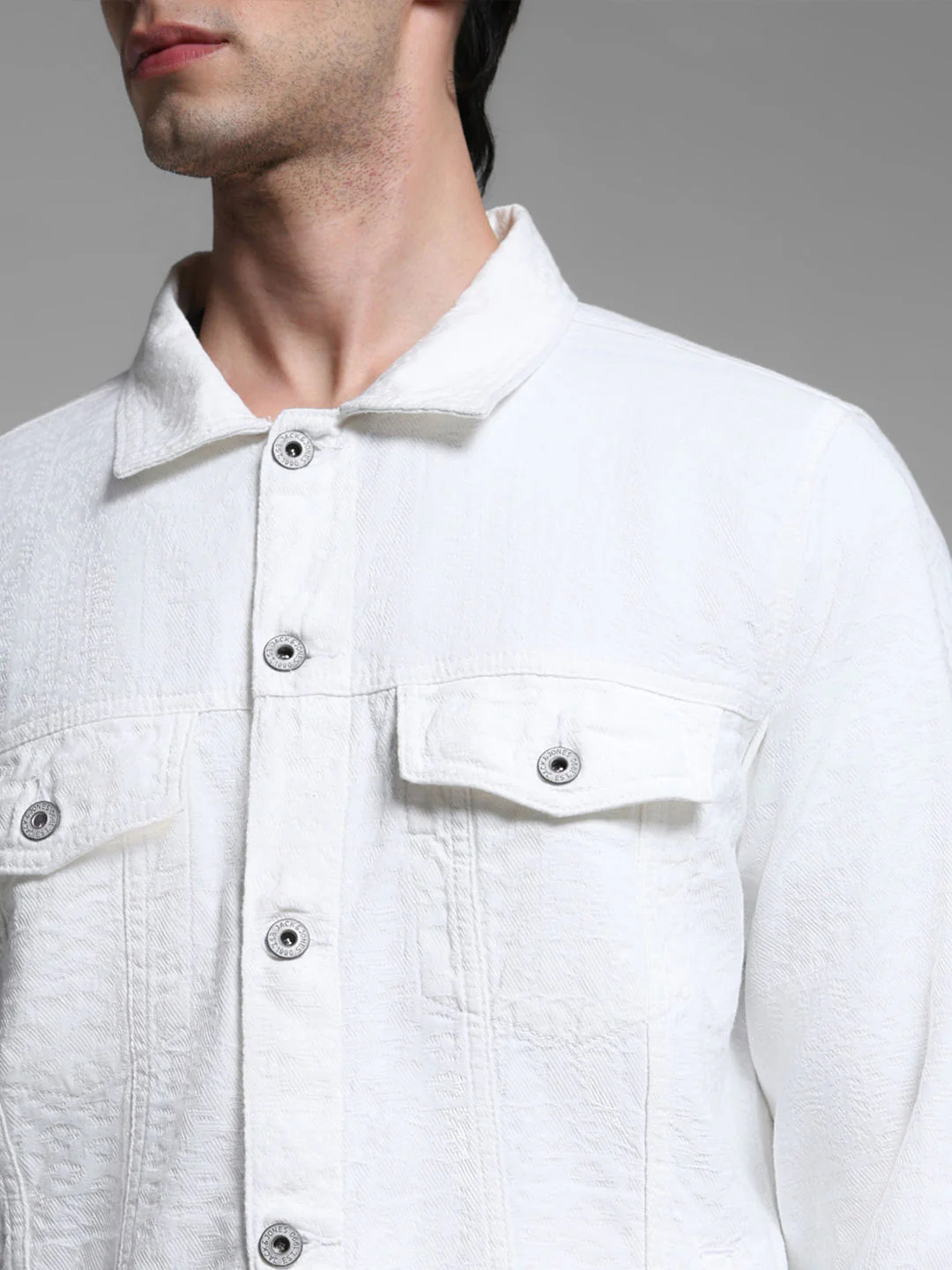 White Cotton Denim Jacket - Image 5
