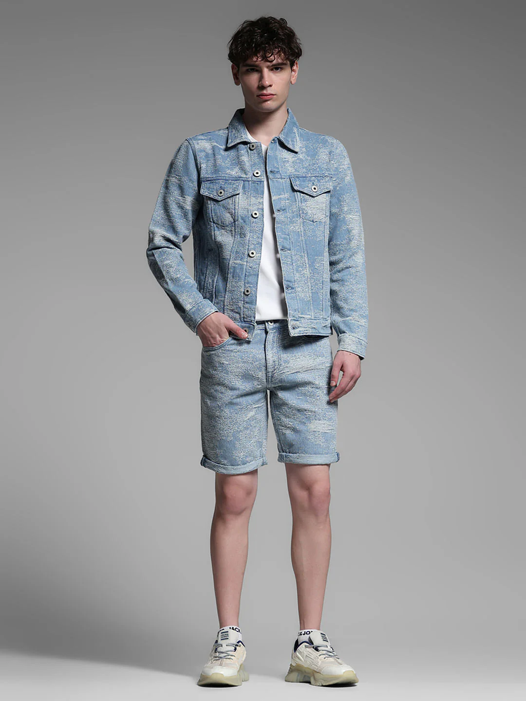 Light Blue Printed Co-ord Set Denim Jacket - Image 7