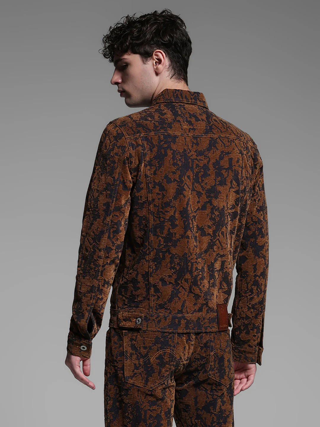 Bronze Brown Abstract Print Co-ord Set Jacket - Image 4