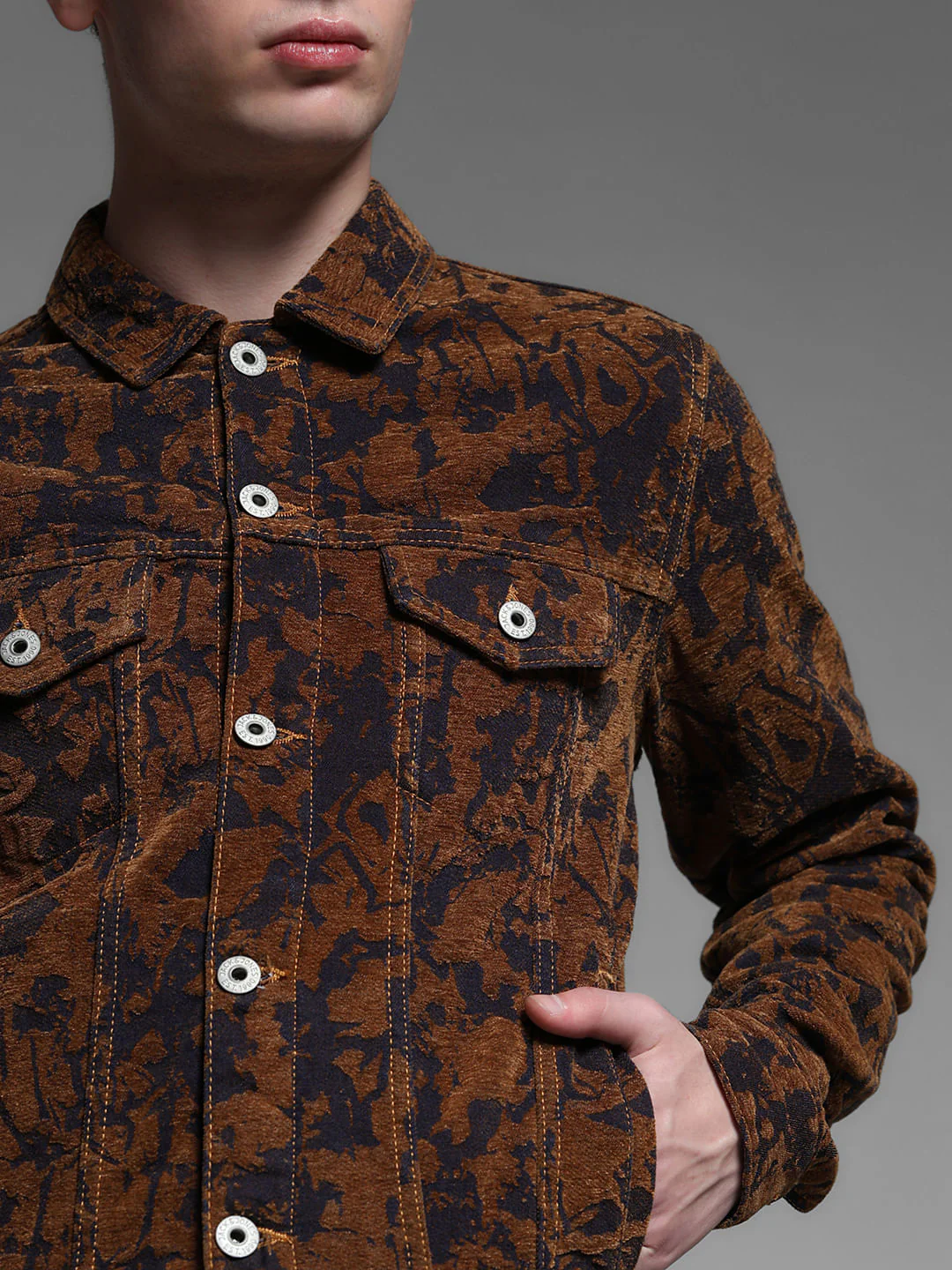 Bronze Brown Abstract Print Co-ord Set Jacket - Image 5