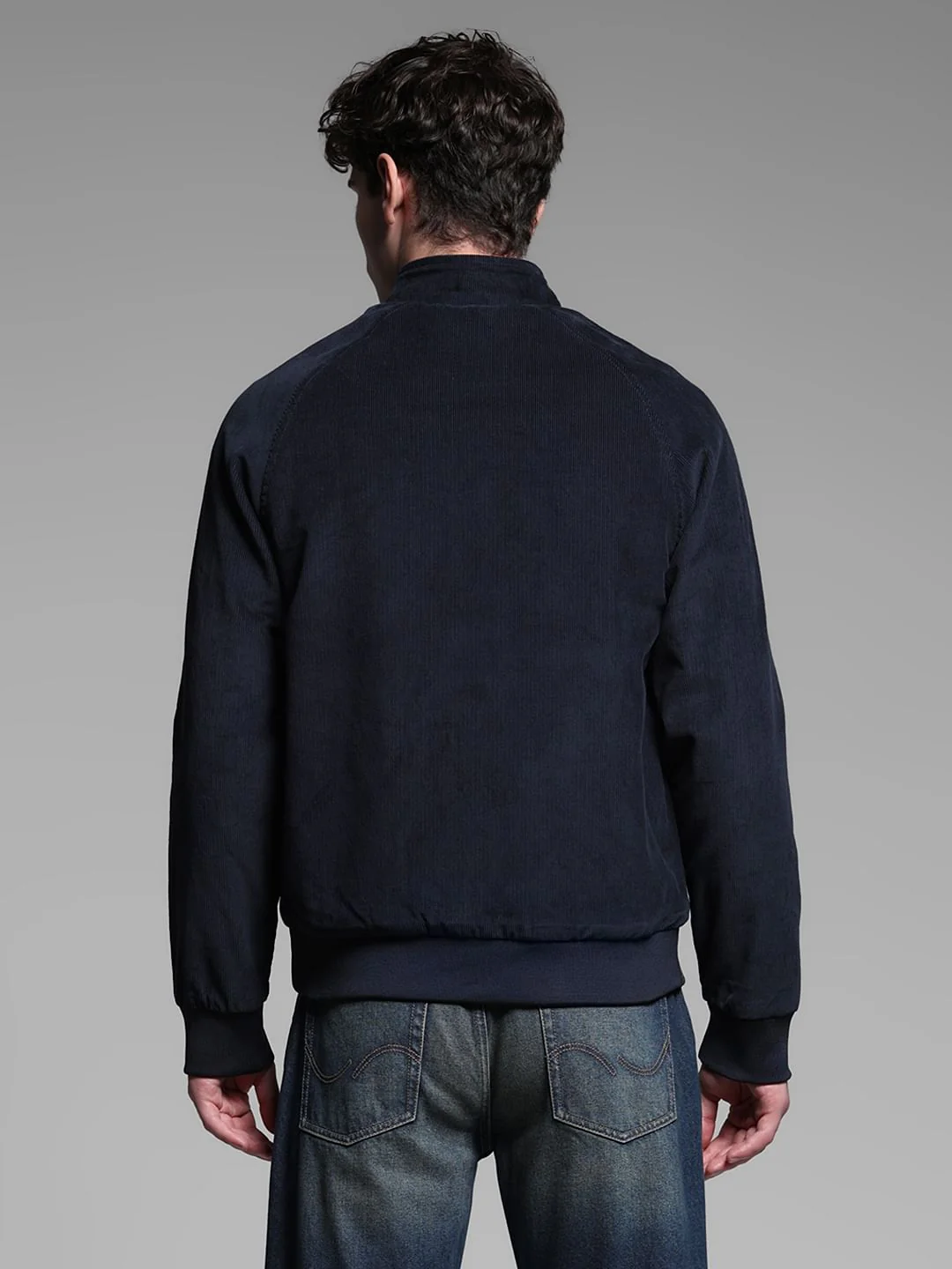 BLUE HIGH NECK BOMBER JACKET - Image 4