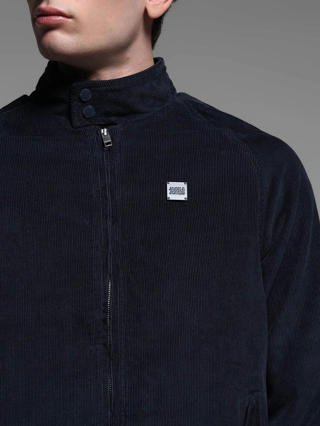 BLUE HIGH NECK BOMBER JACKET - Image 5