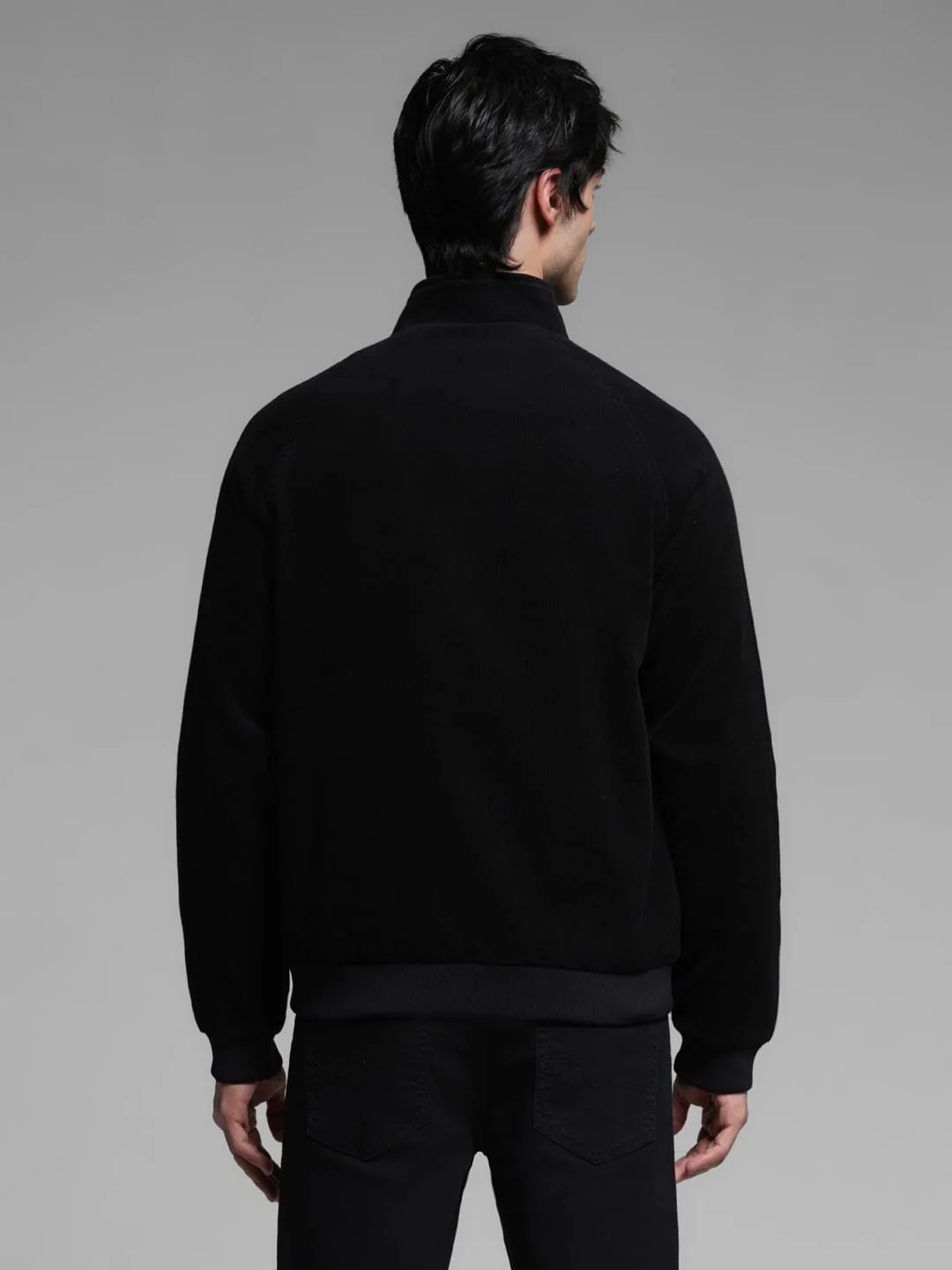 Black High Neck Corduroy Jacket - Image 4